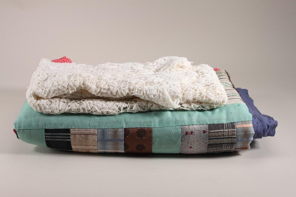 Quilt and Crotchet Table Runner: Crotchet table runner is 86" long (some spots), Quilt is hand and machine sewn 69" x 52"