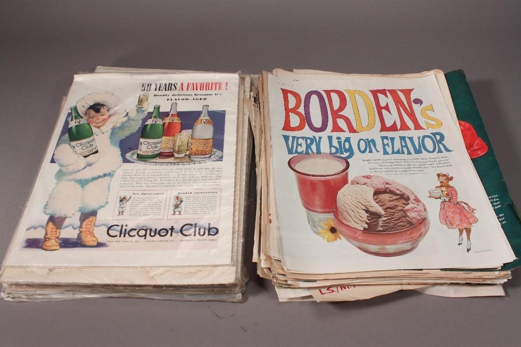 Vintage Magazine Advertisements: Includes White rocks Spring Water, Pontiac, General Electric, Lucky Strike Cigarettes, Fisk Tires, Phillip Morris cigarettes, and more, some in plastic covers 