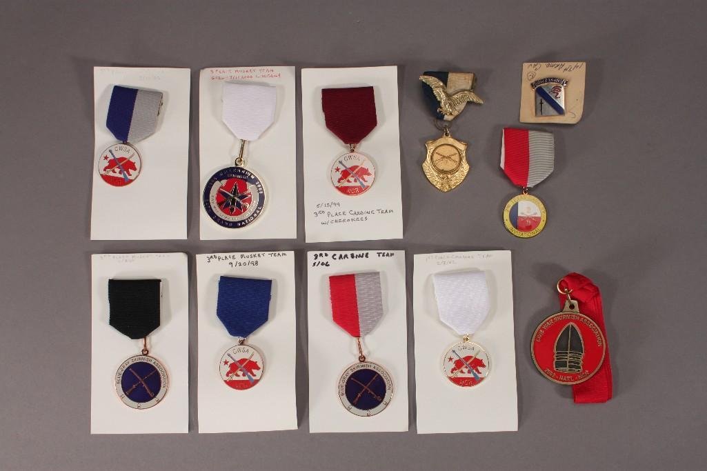 Skirmish Medals (11): Musket team medals, carbine team medals, C.W.S.A. medals, and others. Dates range from 1998-2004.