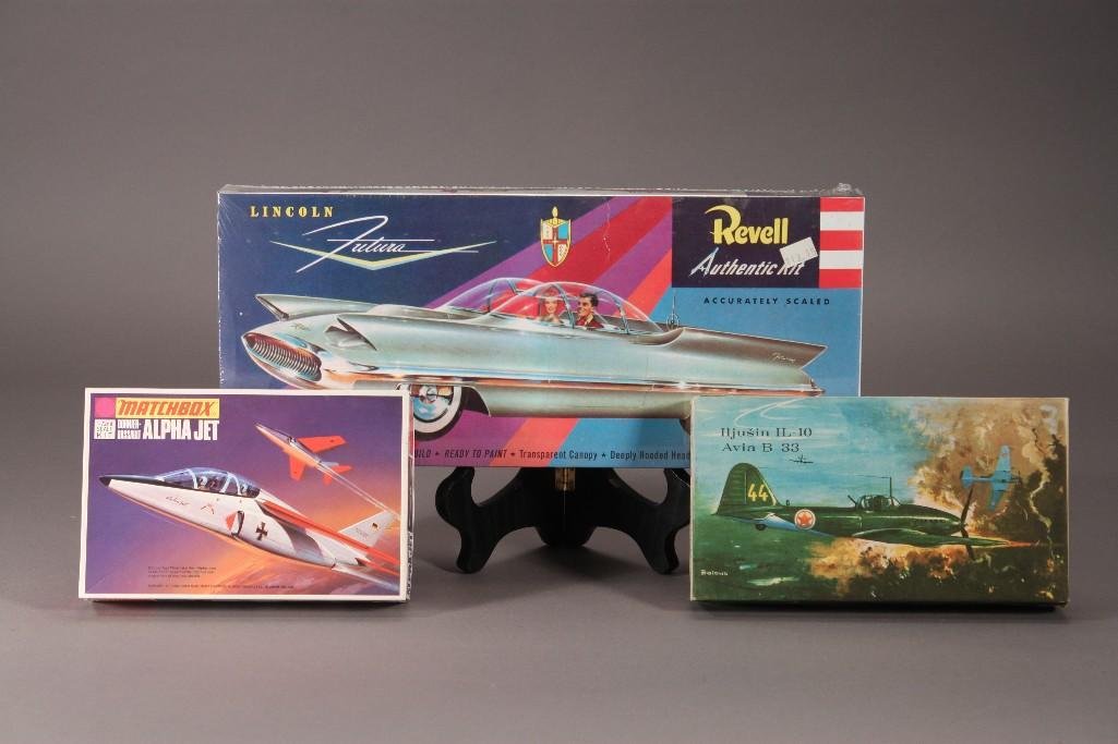 Plastic Model Kits (3): Includes Dornier-Dassault Alfa Jet, Iljusin IL-10 Avia B33, and a Lincoln Futura 