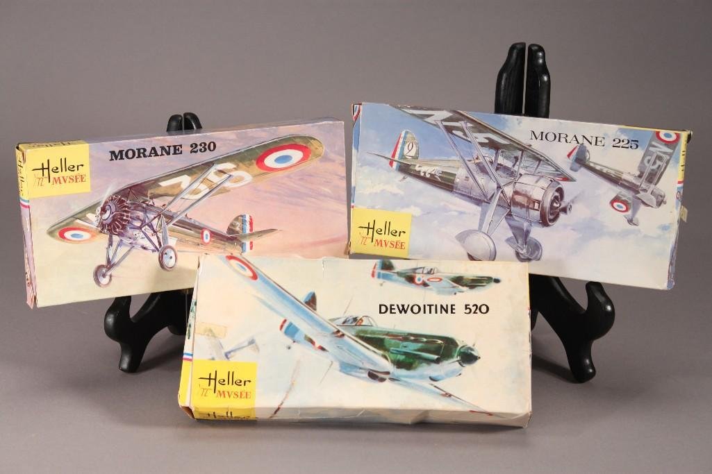 Heller Plastic Model Plane kits (3): includes: Morane 225, Dewoitine 520, Morane 230