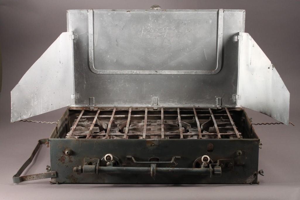 Vintage Camp Stove: 22" x 12.5" made by Griswold, shows age and wear, has not been tested 