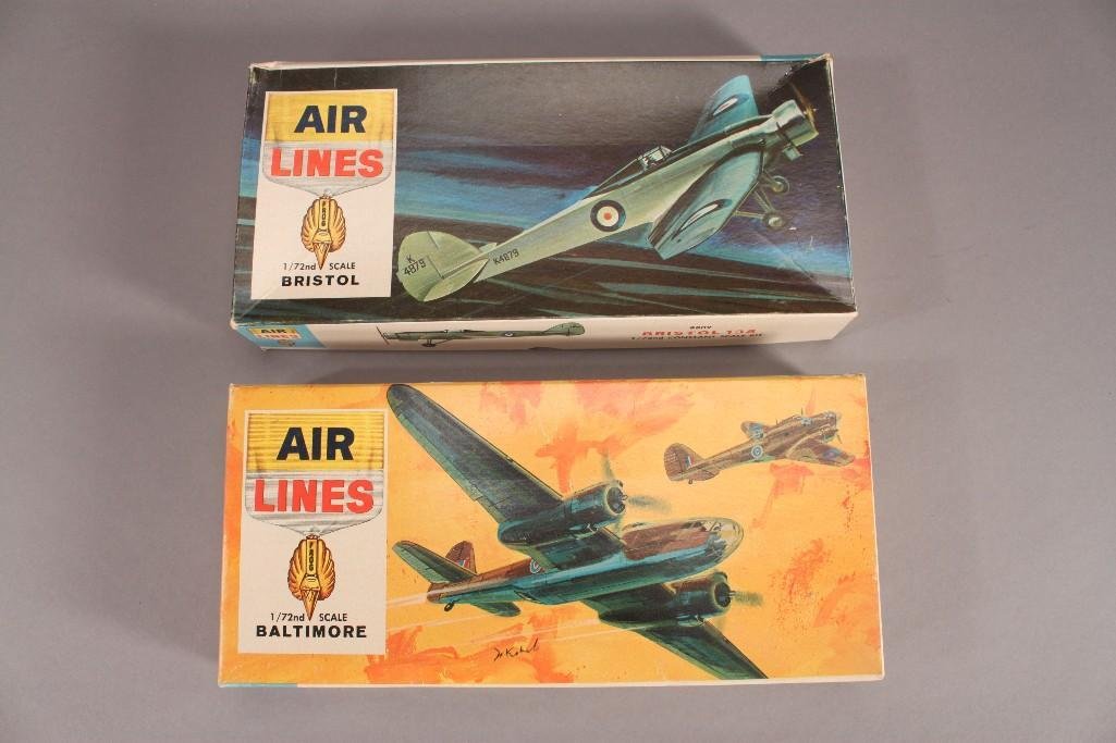 Air Lines Vintage Plastic Model Kits (2): Bristol and Baltimore aircraft model kits 