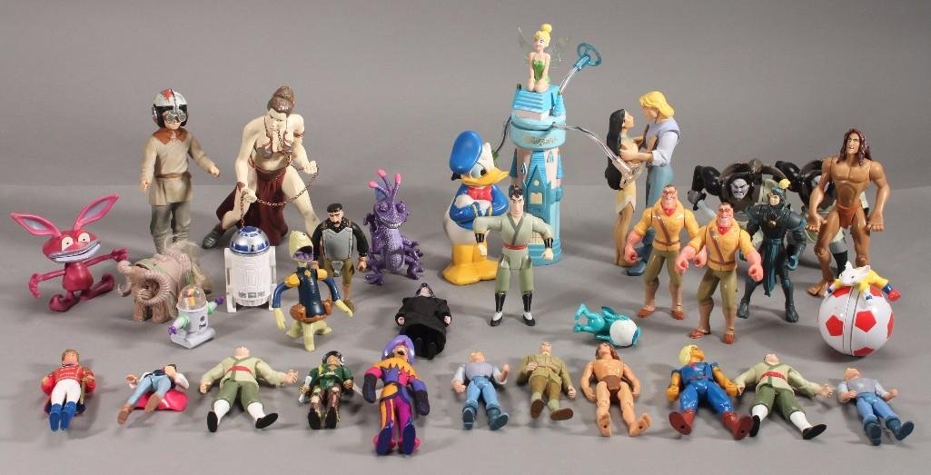 Collectible Action Figures: Includes Pocahontas, Prince Charming, Monsters Inc., Stuart little, Star Wars, Princess Leia, Donald Duck, Tarzan, and more 