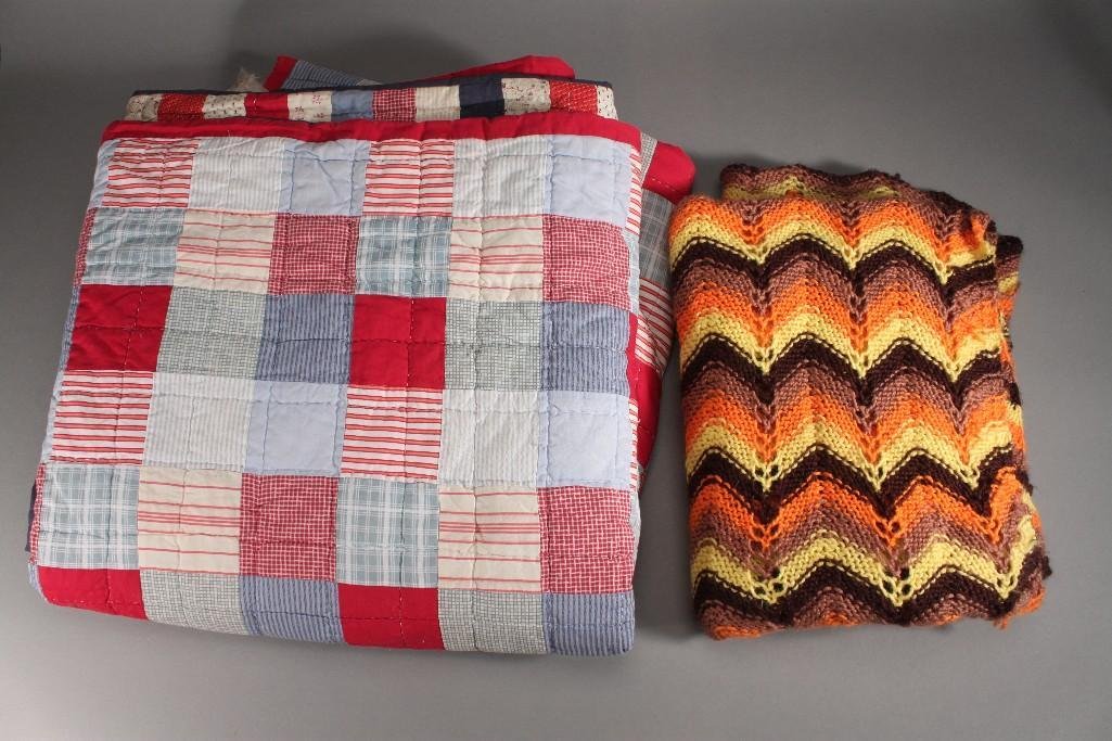 Patch Work Quilt & hand knitted Afghan (1 of 4)