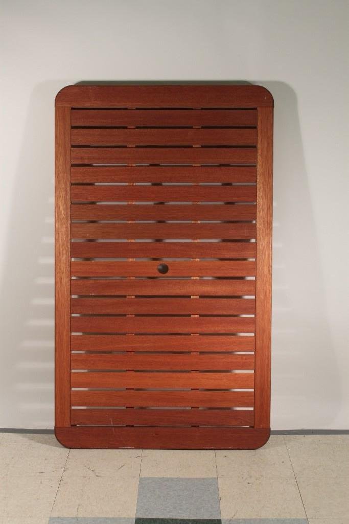 Wood Patio Table Top: Slatted with center umbrella cutout, measures 60" x 35.5", does not include legs