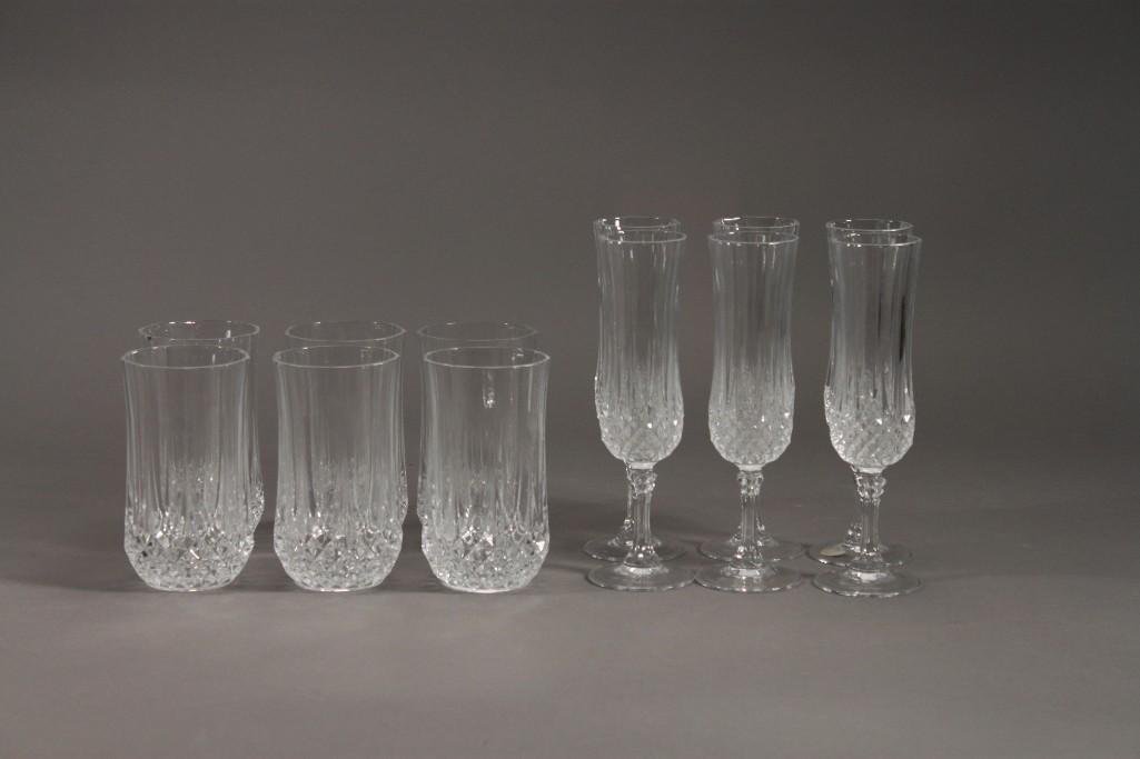 Crystal D' Areques Cups & Stemware: Includes (6) Cups that measure 5.25" tall, (6) Champagne Flute 8" tall, 