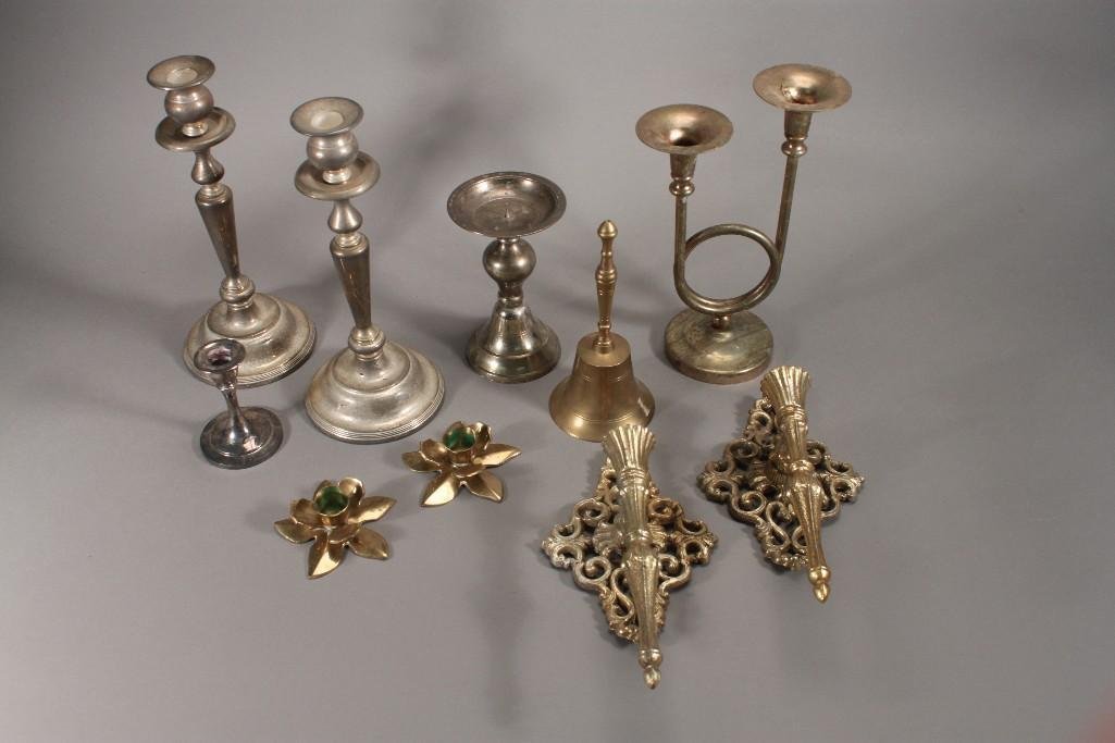 Vintage Brass & Silver Plate Candle Holders (10) (1 of 6)