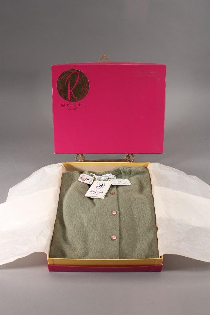 Vintage Sidney Gould Wool Button Up Women's Sweaters: Lamps Wool sweaters are size 38, green and grey colors, new with tags, with box
