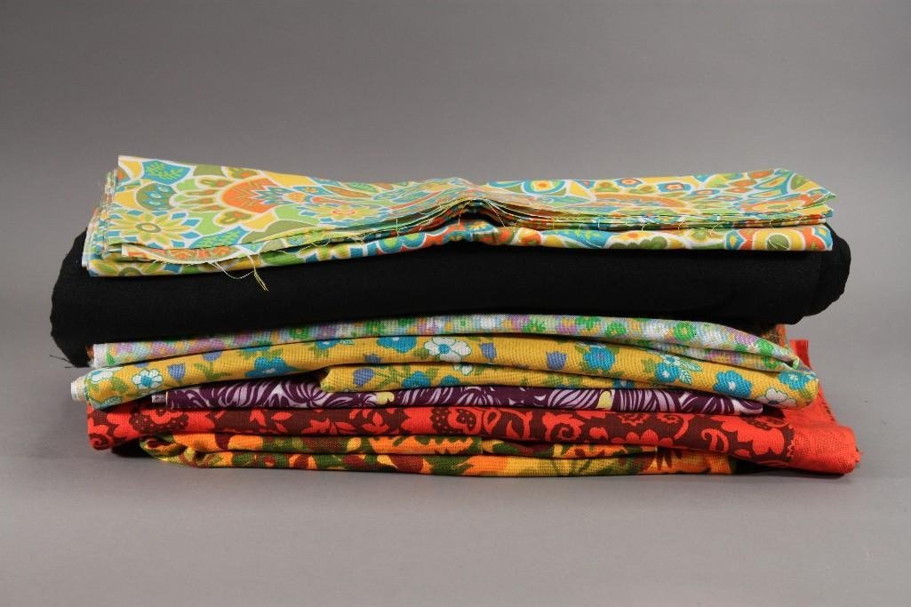Vintage Fabric (9): assorted vintage fabric and textile patterns and colors from the 1960's and 70s, very good condition