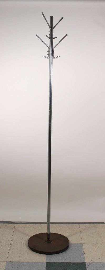 Metal Coat Rack: Stands 73'' tall. Base is rusting.
