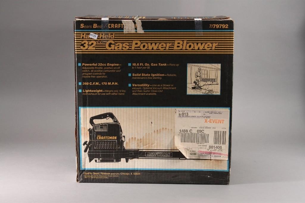Craftsman Hand Held Gas Power Blower: Sears Best Craftsman hand held 32cc gas power blower, new in box.