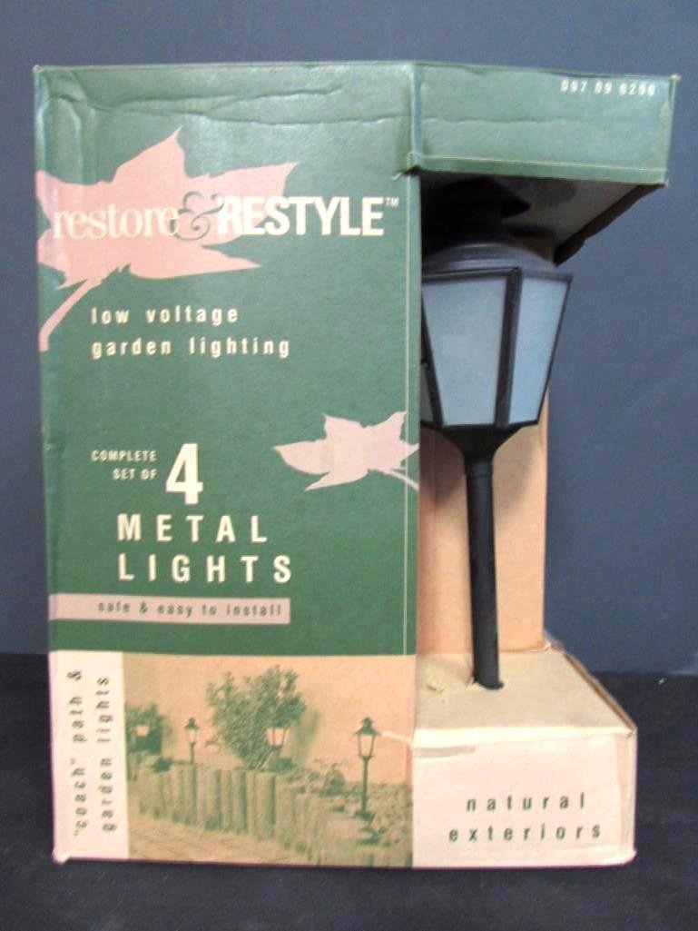 Restore & Restyle Metal Garden Lights (4): NIB, low voltage garden lighting, safe and easy to install