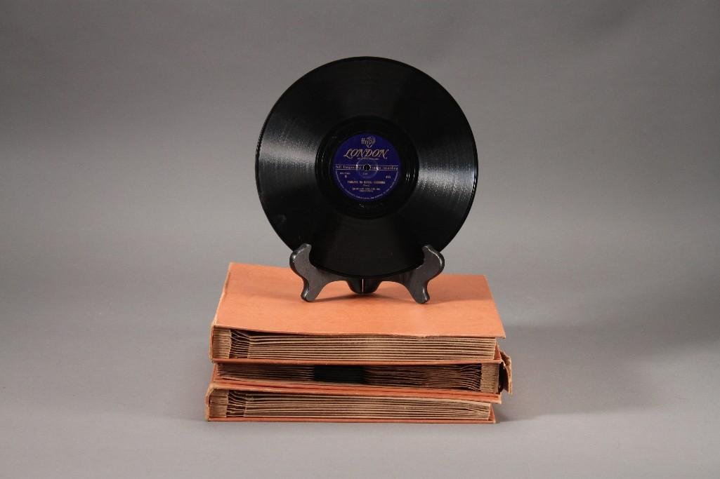 Vintage Records in Cases: Three record holders (holds 10 records each), Artists include Frankie Carle, Freddy Martin, Russ Morgan, Frank Sinatra, Ray McKinley, Tony Pastor, Dinah Shore, and more.
