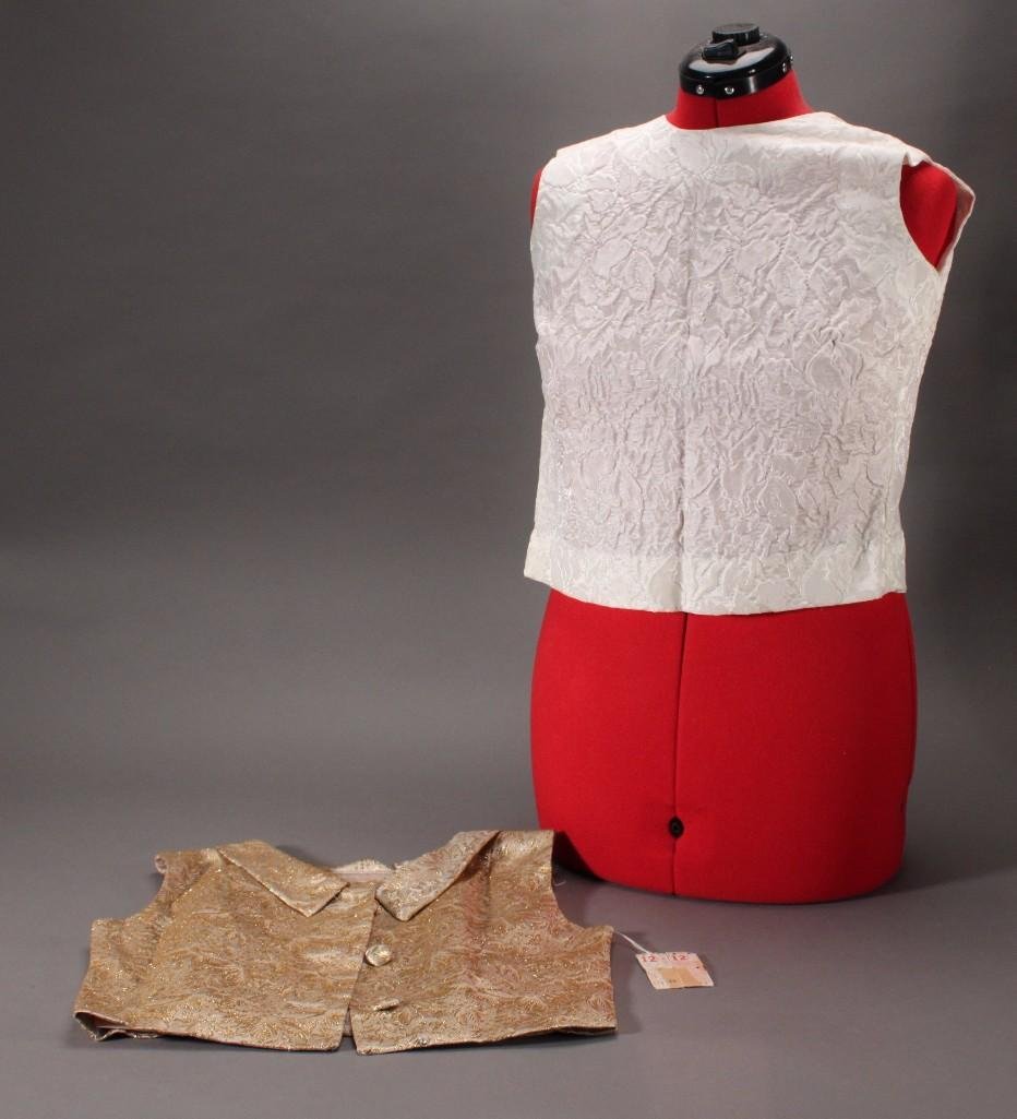 Vintage Women's Tops (2): Gold design top with button up back and Macy's tag still attached size 12 and a Souffle white floral design top with zip up back size 9/10 NWT.