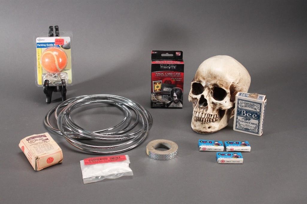 Magician Items: Magic cards, playing cards, skeleton head, rings, andmore.