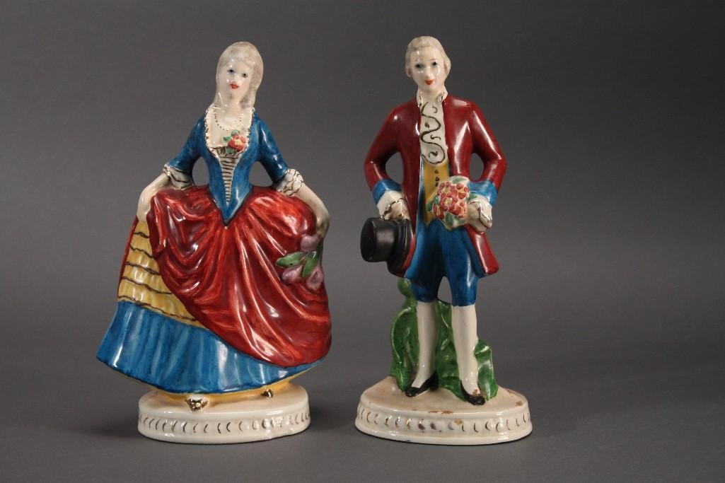 Signed Ceramic Figurines (2): Signed Jennifer Hansen, measures 10" to 11", shows some age and wear.
