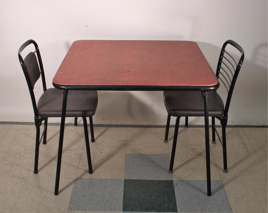 Vintage Folding Table with Chairs (3): Table measure 35" x 35", chairs are 31" tall (show wear)