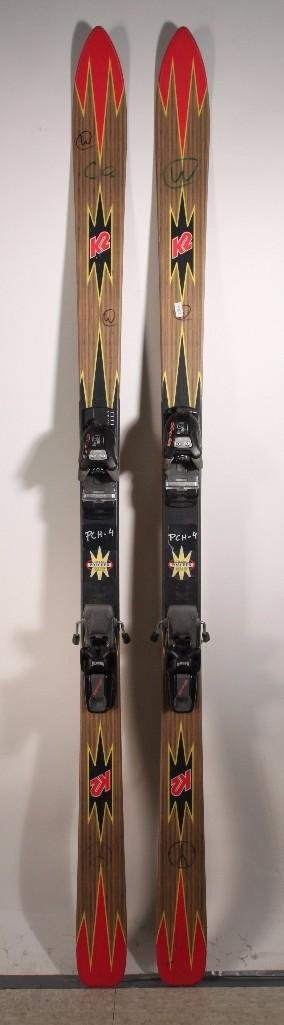 R2 Skis: Skis read Retro Action Poacher, made in Usa, k2, PCH-4, in good condition. Skis have writing on them.