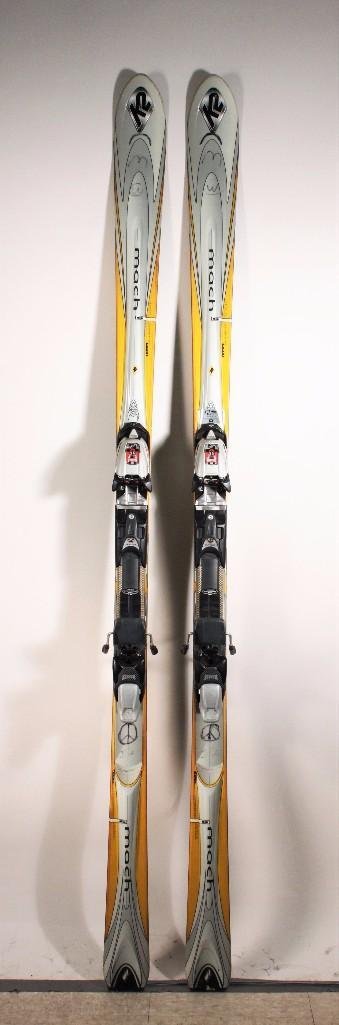 Mach K2 Skis: K2, 16mm, Mach G, Mod Technology 103.65.91, have writing on them otherwise skis are in good condition.