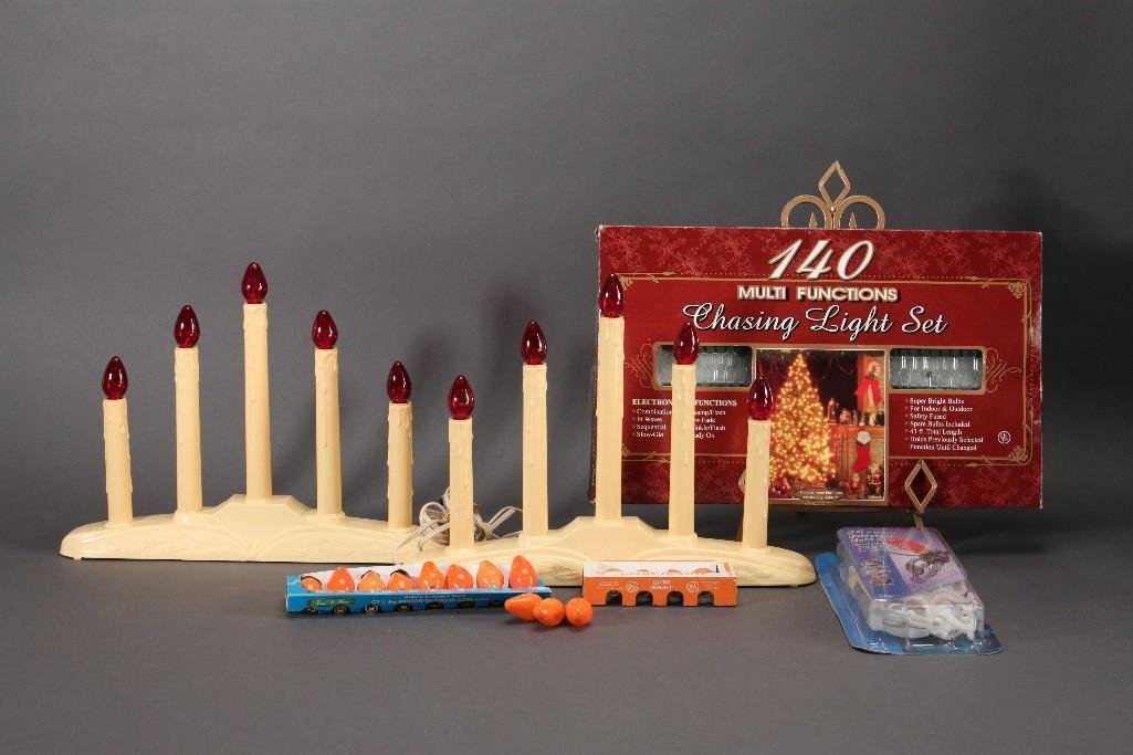 Christmas Lights: 140 multi functionChasing Light Set, 26 pieces universal light clips, GE glow bright 4 bulbs, and more.