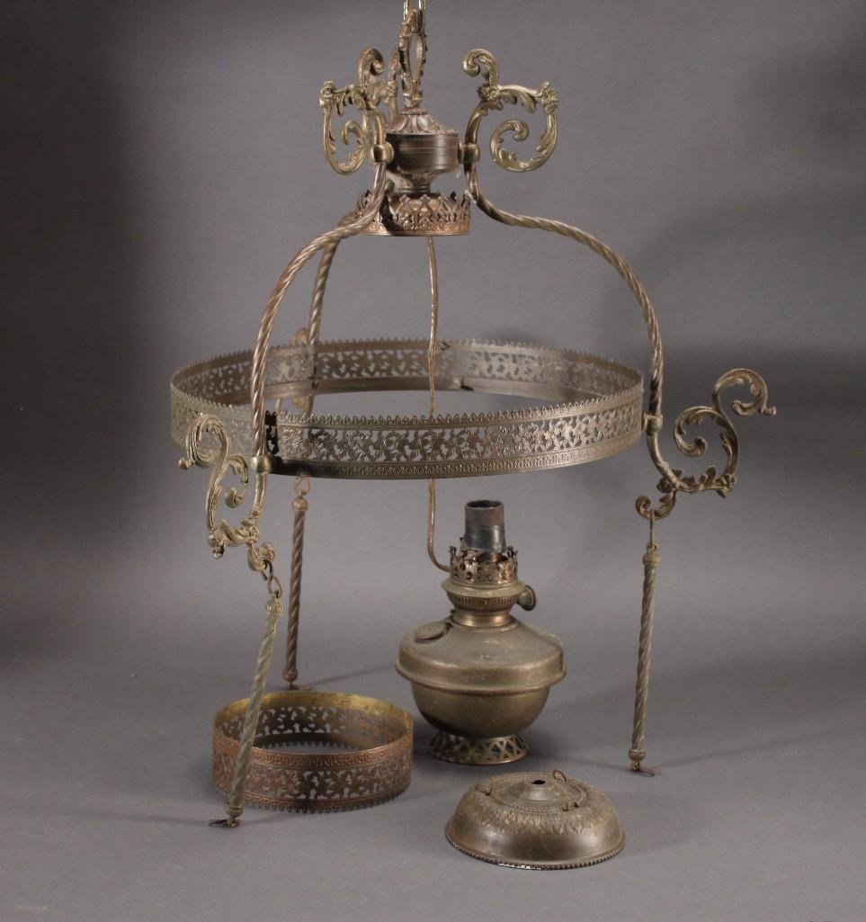 Decorative Hanging Light Fixture: Measures 25;; long, shows signs of age.