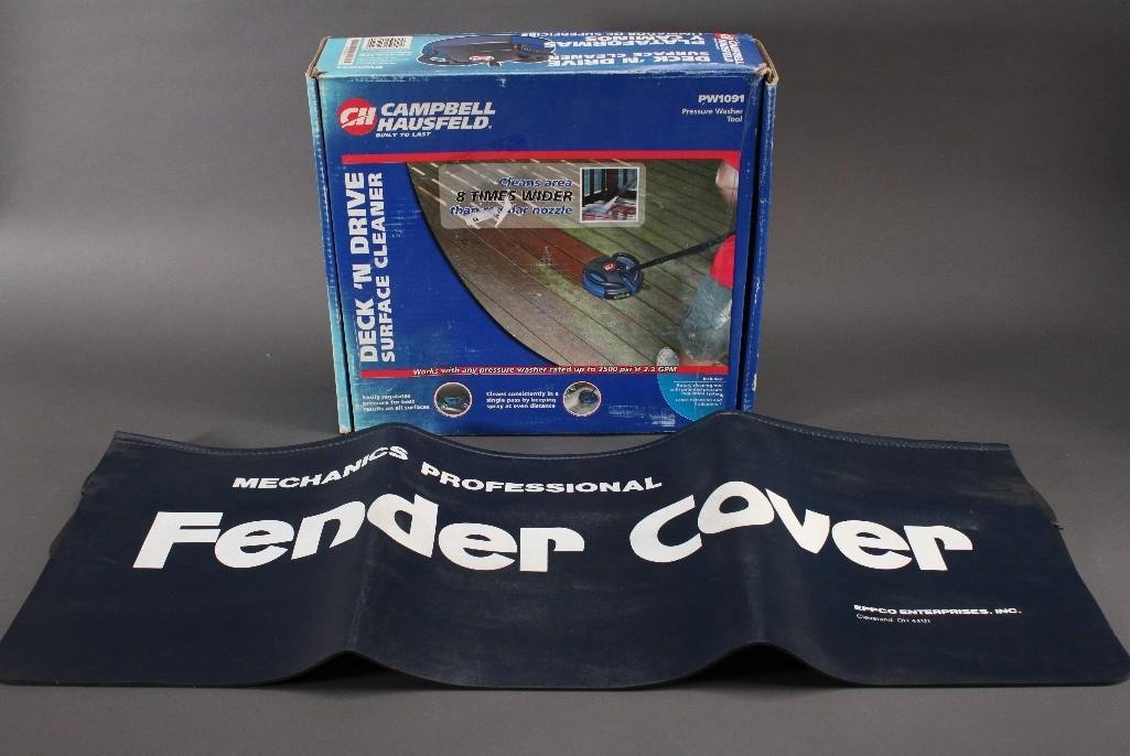 Fender Cover and Surface Cleaner (2): Deck N' Drive Surface Cleaner new in original packagingPW1091 and a fender cover in good condition.