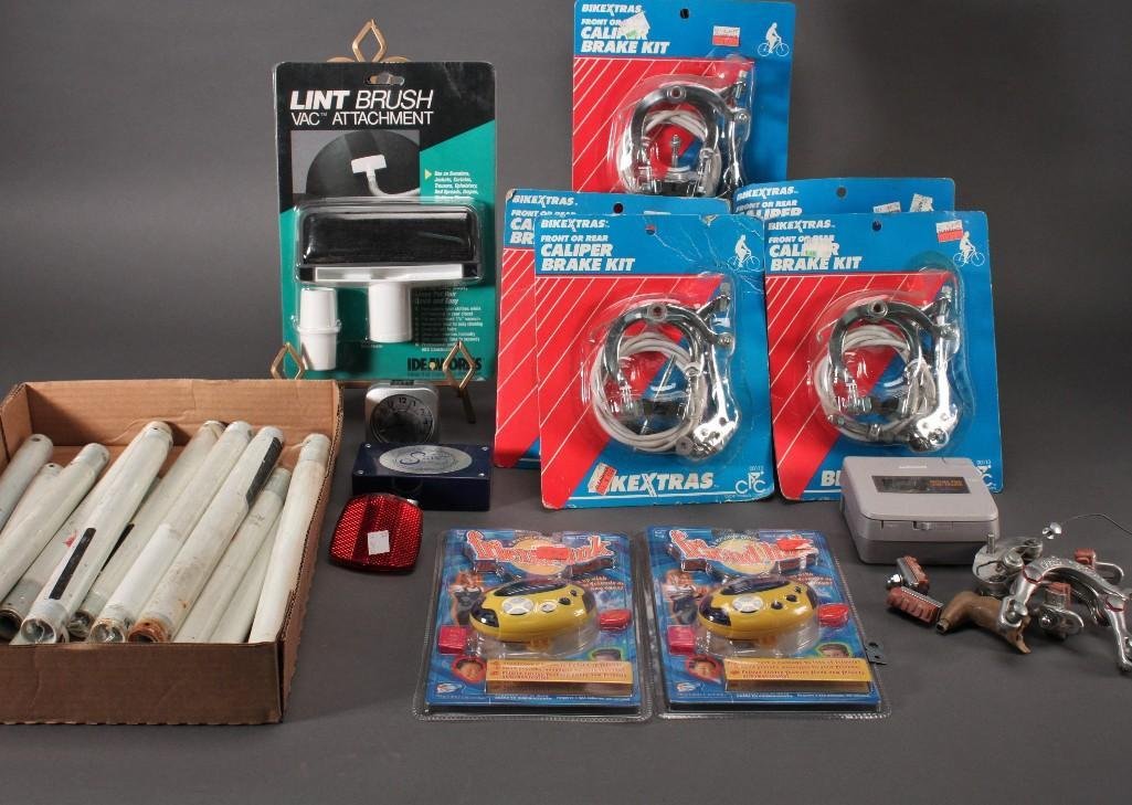 Bike Parts and Gadgets: BikeXtrasfront or rear caliper brake kits, Prime down rods, FriendlinkE-message centers, mouse pad label printer, andmore