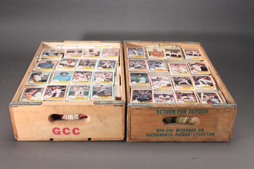Collectible Baseball Cards in Wooden Soda Crates: Includes two wooden crates. Players include Mike Tyson, Alex Trevino, Britt Burns, Joel Youngblood, Frank Taveras, Jim Tracy, Carlos Lezcano, and much more.