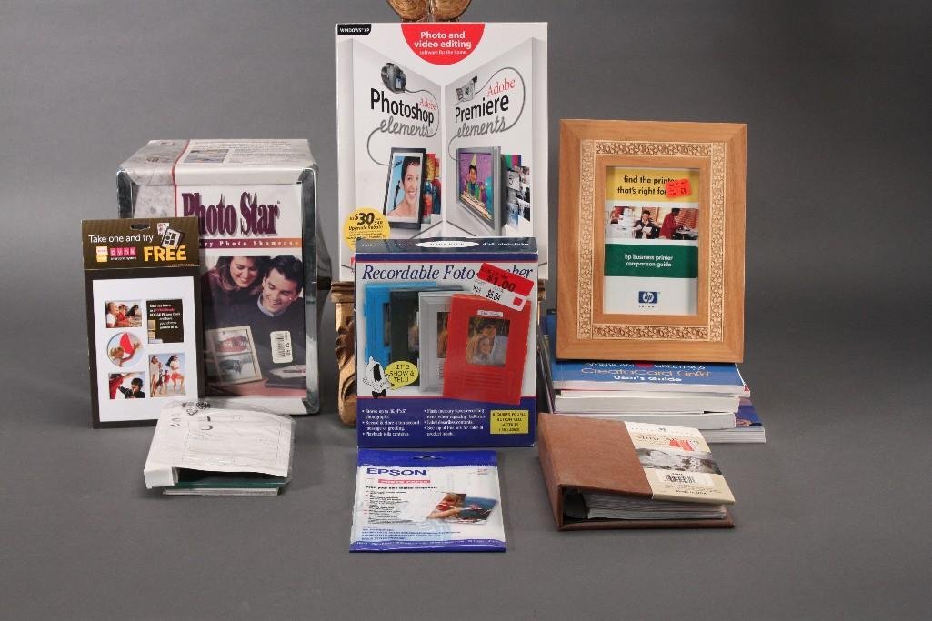 Picture Frames and Photography Supplies: Book titles include Mickey and Crew Print Studio, Disney Print Studio, Print & Photo House, and more, with Photo Star 50-Photo Rotary Showcase, Epson Photo Paper, Wooden Frame, Photo Album, and more.
