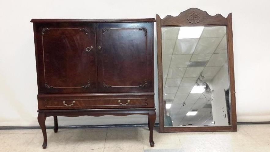 TV Cabinet and Wood framed Mirror (1 of 5)