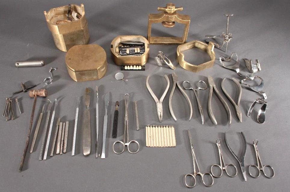 Vintage Dental Supplies: ORBIS teeth molds made in Germany, tool marked STAHL, most marked made in Germany, dental drill bits, and more