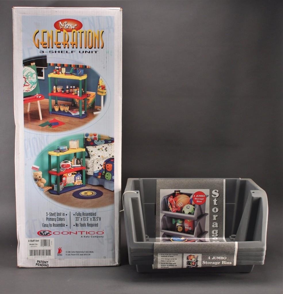 Storage Bins and 3-Shelf Unit (2) (1 of 6)