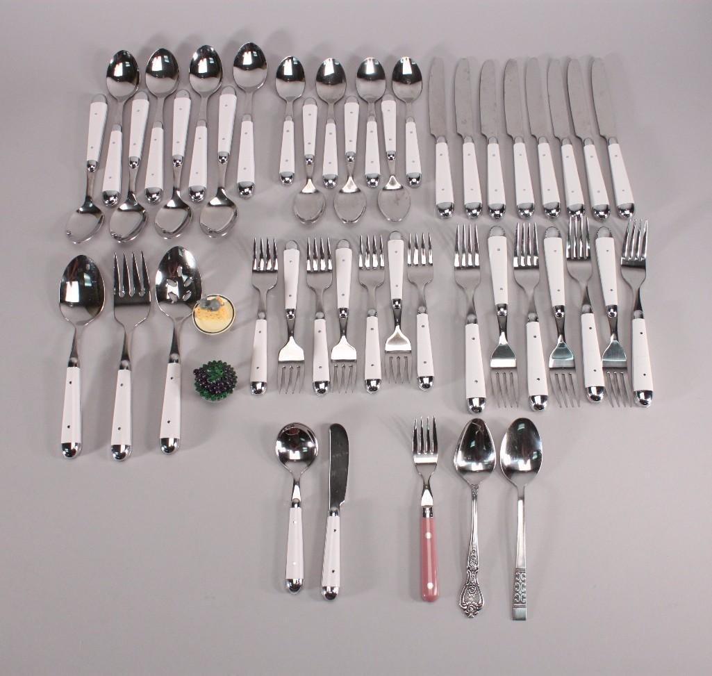 Stainless Steel and White Enamel Flatware Set (1 of 10)