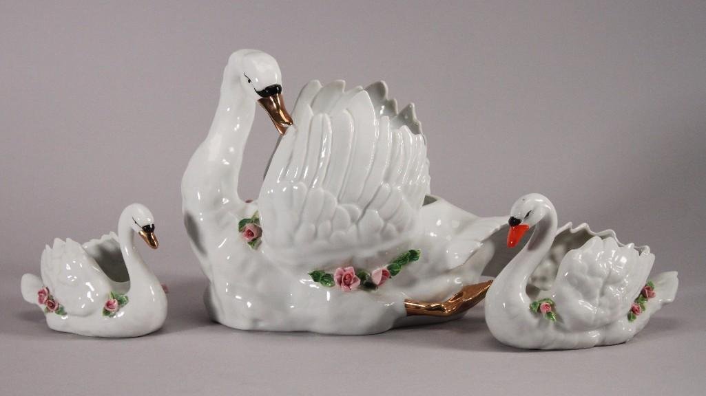 Dresden Porcelain Decorative Swan Figurines (3) (1 of 10)