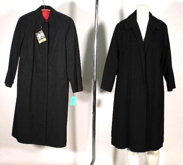 London Fog and J.Magnin Jackets (2): Black London Fog Raincoat, size 8 petite (NWT) and a Joseph Magnin black cashmere jacket (size not indicated)
