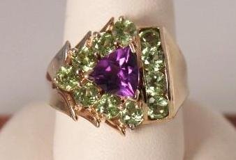 Designer 10KT YG Amethyst and Peridot Ring (1 of 6)