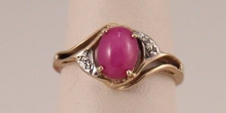 10KT YG Diamond & Pink Stone Ring (1 of 8)