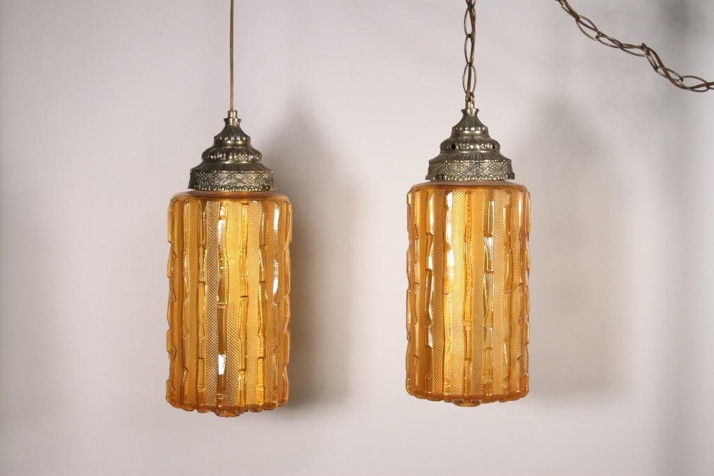 Mid Century Hanging Light Fixtures (Pair) (1 of 8)