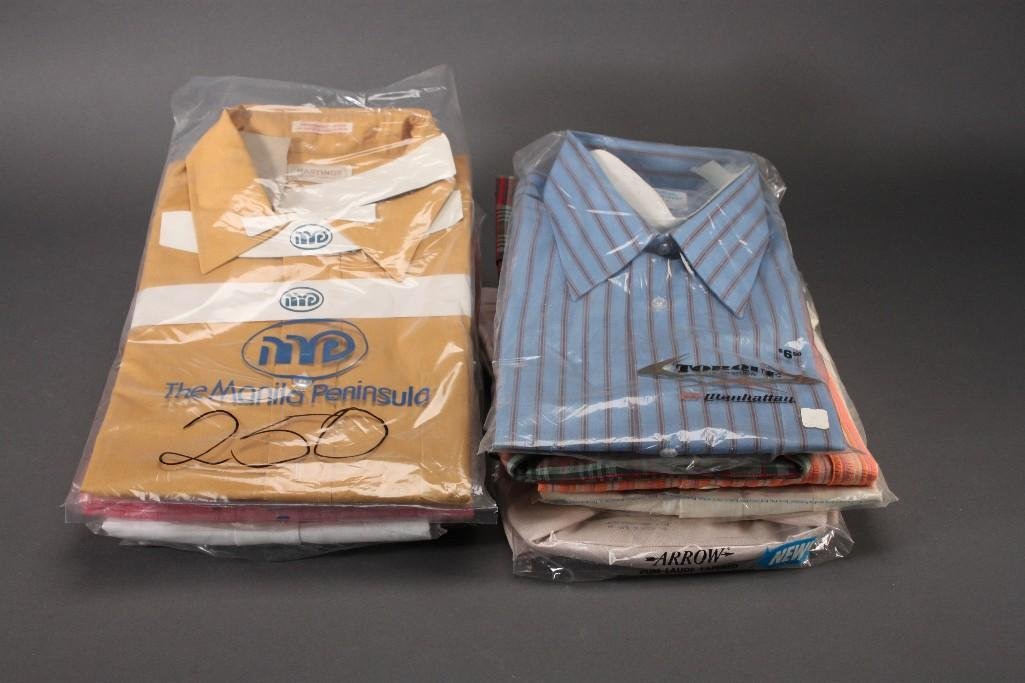 Men's Dress Shirts (10): Hastings mustard colored button up shirt size 17-4, Torque Fashion shirt, Kent Collection button up striped shirt size 17, Van Husenbutton up dress shirt size 17 34, Punjab button up dress shirt size 