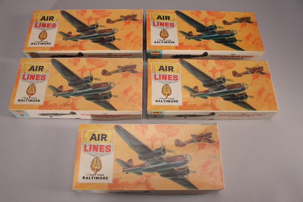 Air Lines Baltimore 1/72nd Scale Model Kit (5): Five Air Lines MartinBaltimore Bomber 9800 1/72nd scale, all new in original packaging.