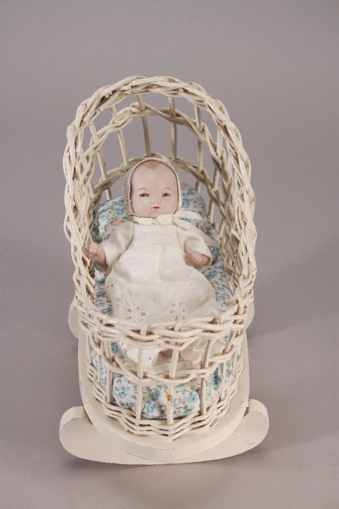 German Bisque Baby Doll & Bassinet (1 of 10)