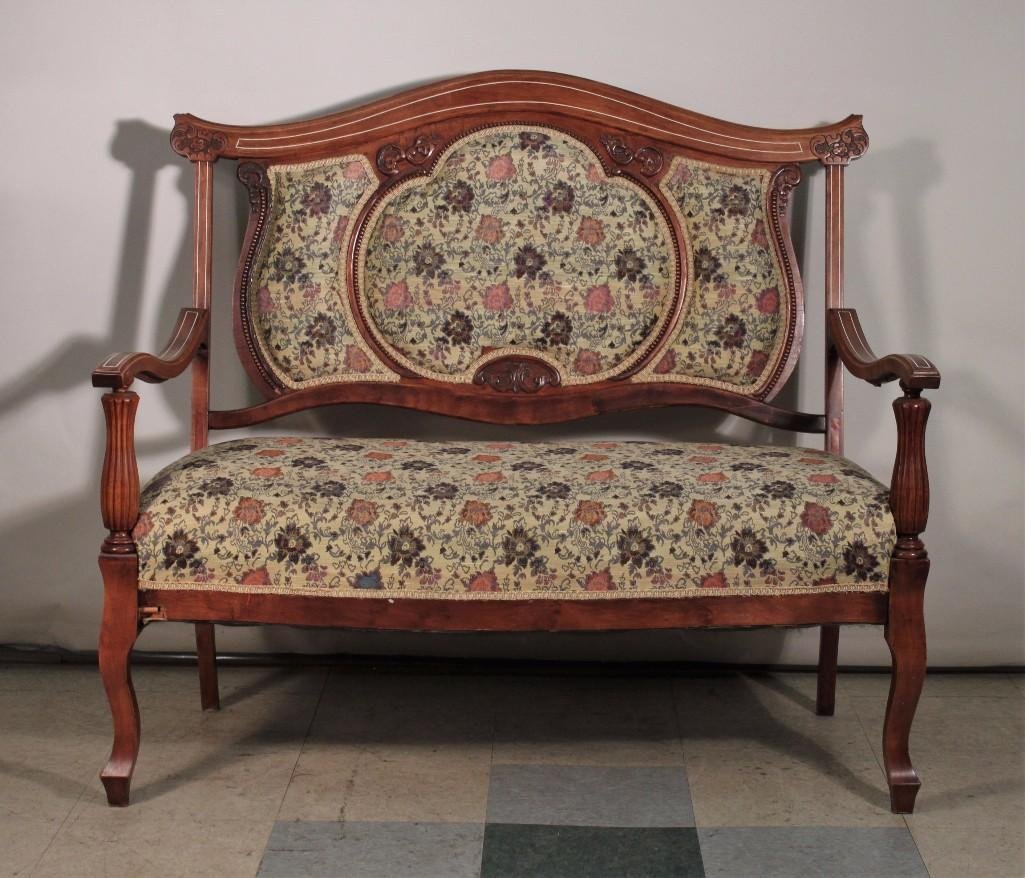 Antique Wood Framed Settee (1 of 9)