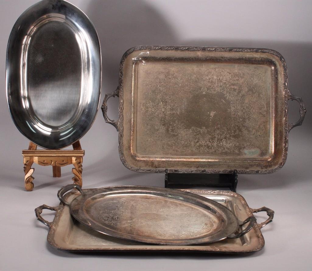 Vintage Silver Plate Serving Trays (4) (1 of 8)