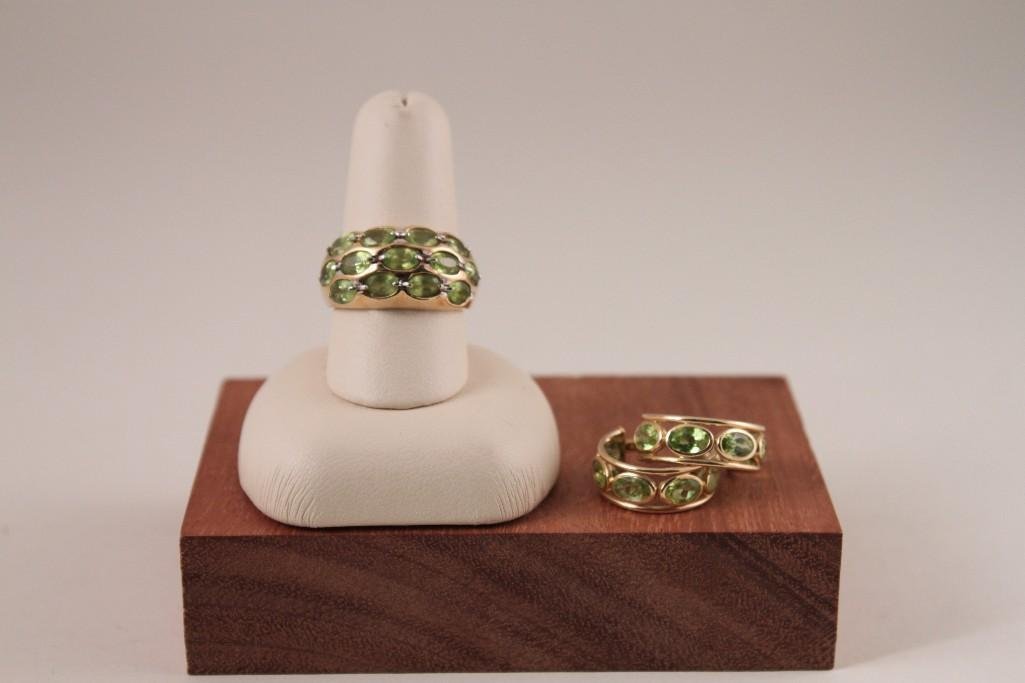 Ladies 10K YG Peridot Ring & Earrings (1 of 6)