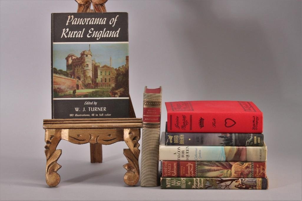 Vintage Hard Cover Books (7): 1899 Janice Meredith A Story of the American Revolution, 1944 Panorama of Rural England, 1946 With Bated Breath, 1951 With All My Heart, 1941 Swiss Family Robinson, and more.