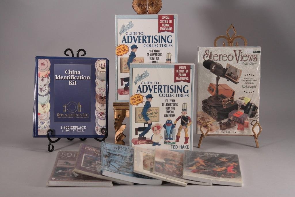 Price Guides & Informational Books (10): 501 Collectible Horses A Handbook and Price Guide, Collectors World Yearbook No 1, UdderlyDelightful, The Character Jug Collectors Handbook, The Wade Collectors Handbook, and more. Books are in good p