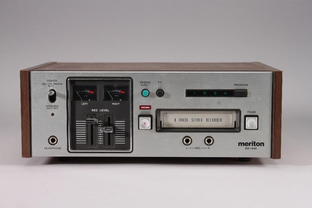 Vintage Meriton 8 Track Stereo Recorder: Meriton8 track stereo recorder, model no HD-830, in good pre-owned condition.