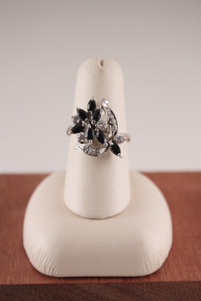 Ladies Sterling Diamond & Sapphire Ring (1 of 6)