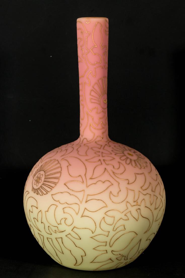 A RARE MT. WASHINGTON DECORATED BURMESE VASE